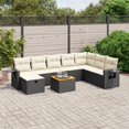 thumbnail image 1 of vidaXL 9 Piece Garden Sofa Set with Cushions Black Poly Rattan, 1 of 5