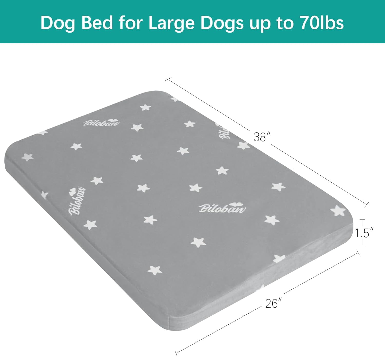 Waterproof Dog Bed for Large/Medium Dog, Memory Foam Orthopedic Dogs Beds & Furniture 38” x 26" x 1.5" for Large Sized Dogs with Anti-Slip & Washable Removable Cover, Soft Flannel Top Pet Beds, Grey