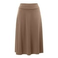 thumbnail image 3 of vigerkar Women's Basic Versatile Stretchy Flared Casual Midi Skater Skirt Brown, XXL, 3 of 5