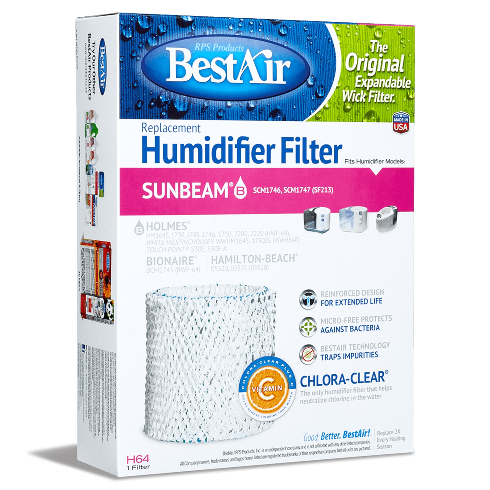 BestAir H64 Humidifier Filter Appliance Air Filters, 4 Pack