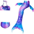 thumbnail image 1 of 3 Pcs Girls Swimsuit Mermaid Tails for Swimming Princess Bikini Bathing Suit Set DH22 130, 1 of 7
