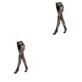 thumbnail image 4 of sweethay Medias negras Varios patrones Pasión Misteriosa Cintura alta Malla Red Elástico Medias hasta el muslo Dulce regalo Panty-hose Type2 NO2, 4 of 6