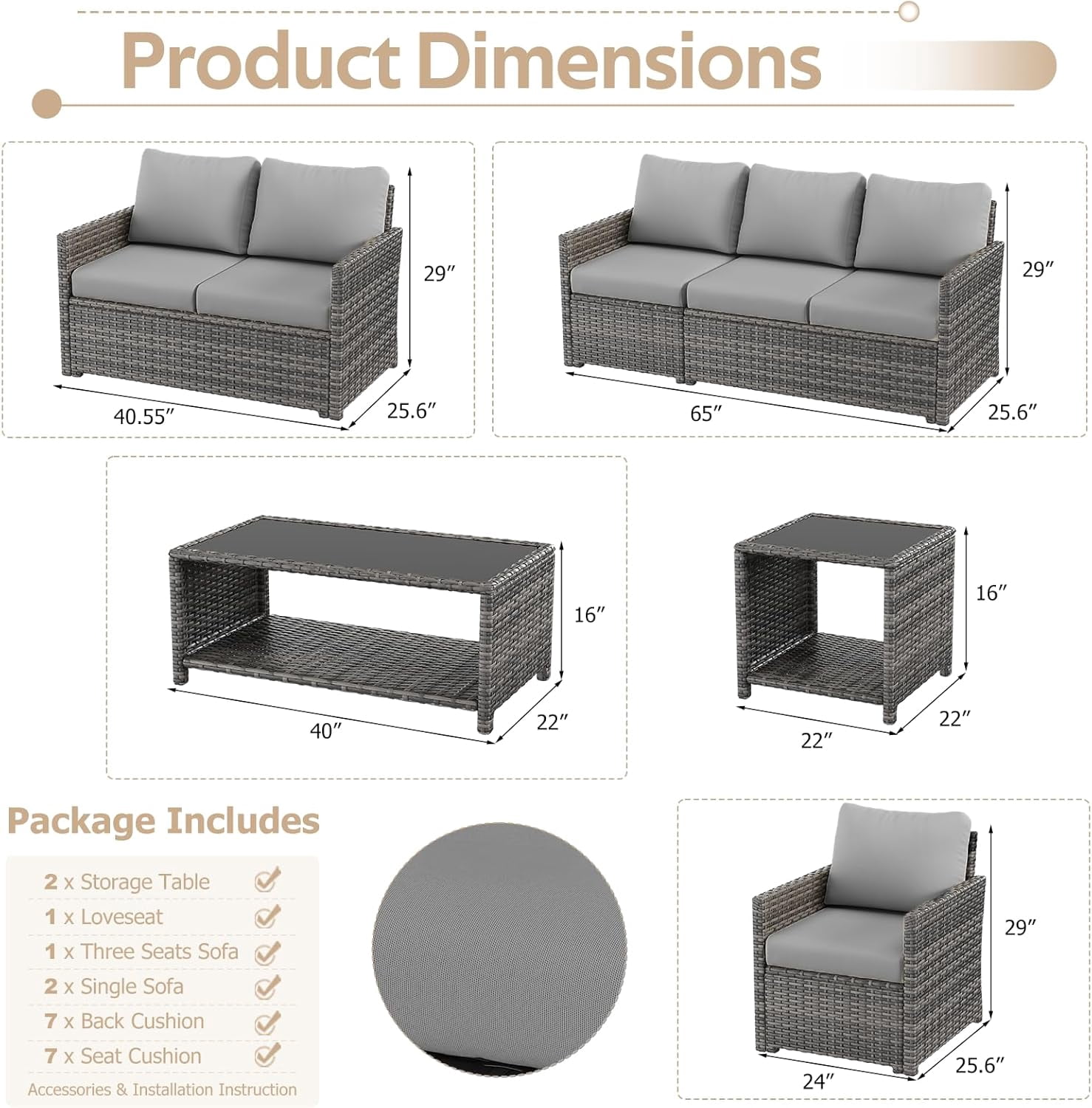 YODOLLA 7-Piece Patio Furniture Set with Storage on Sale, Rattan Wicker Outdoor Furniture with 2 Storage Boxes Outdoor Sectional Sofa Conversation Set in Gray Wicker& Gray Cushions