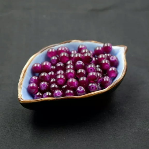 U8MO 8mm Spacer Beads Craft Glass Loose Beads DIY Jewelry Making Imitation Jade Beads-1# dark purple-30pcs