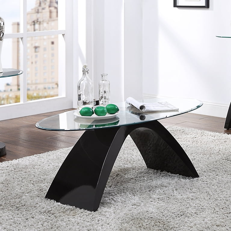 Glass Oval Coffee Table Contemporary Modern Design Living Room ...