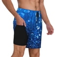 thumbnail image 2 of Vsdgher A Blue Glitter for Mens Swim Trunks with Compression Liner Swim Shorts Swim Suits Board Shorts-XX-Large, 2 of 6