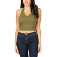 thumbnail image 5 of FashionMille Women's Regular Fit Sleeveless Ribbed Halter Crop Top, 5 of 5
