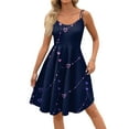 thumbnail image 5 of Valentine's Day Dress for Women Sleeveless Spaghetti A Line Strap Dresses Print Casual Scoop Neck Midi Summer Sundress Navy 2XL, 5 of 6