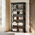 thumbnail image 6 of Finmind 71-inch Tall Bookshelf, 6-Tier Industrial Bookshelves and Bookcases, Freestanding Display Shelves for Living Room, Bedroom, All Black, 6 of 7