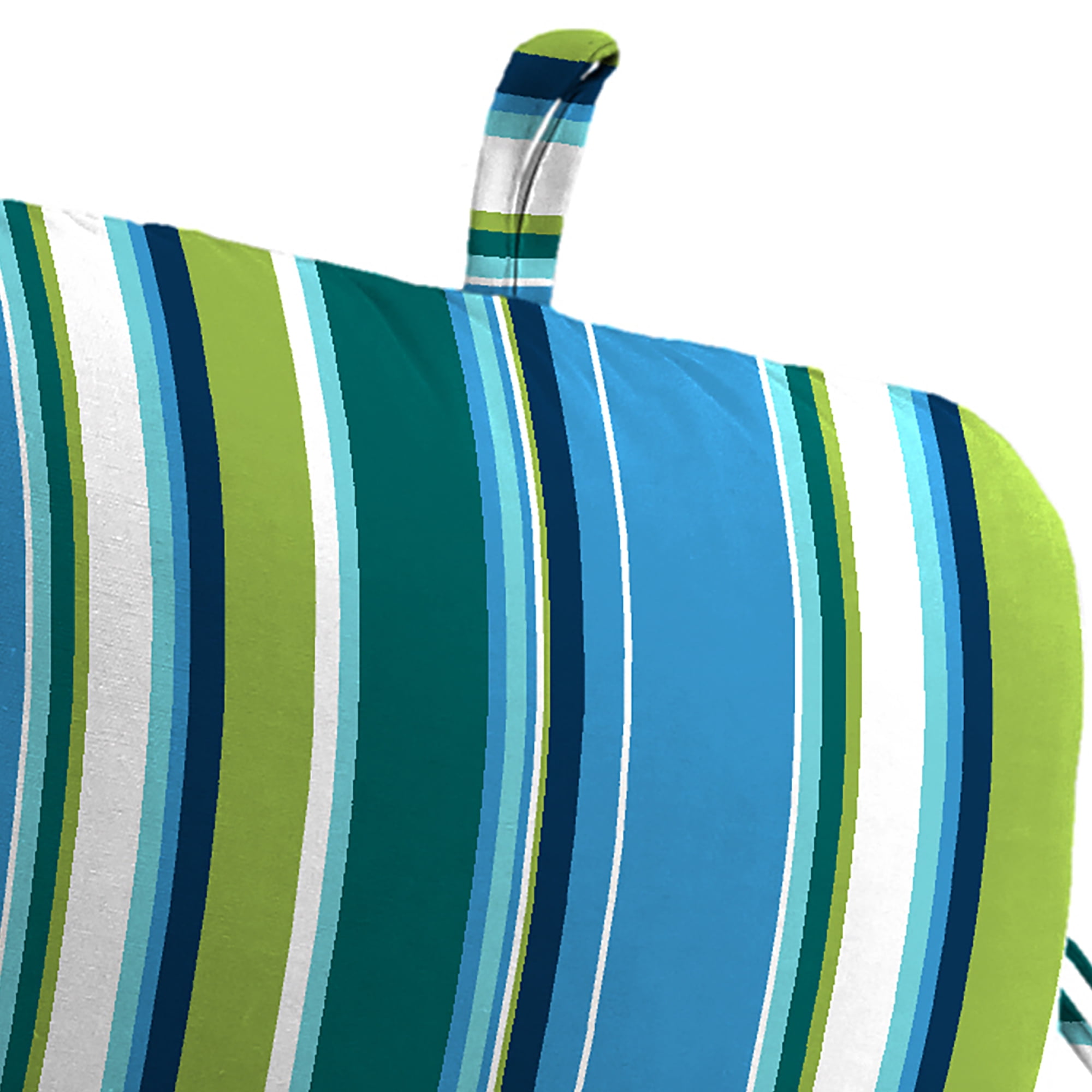 Jordan Manufacturing 45" x 22" Covert Capri Blue Stripe Rectangular Outdoor Chair Cushion with Ties and Hanger Loop