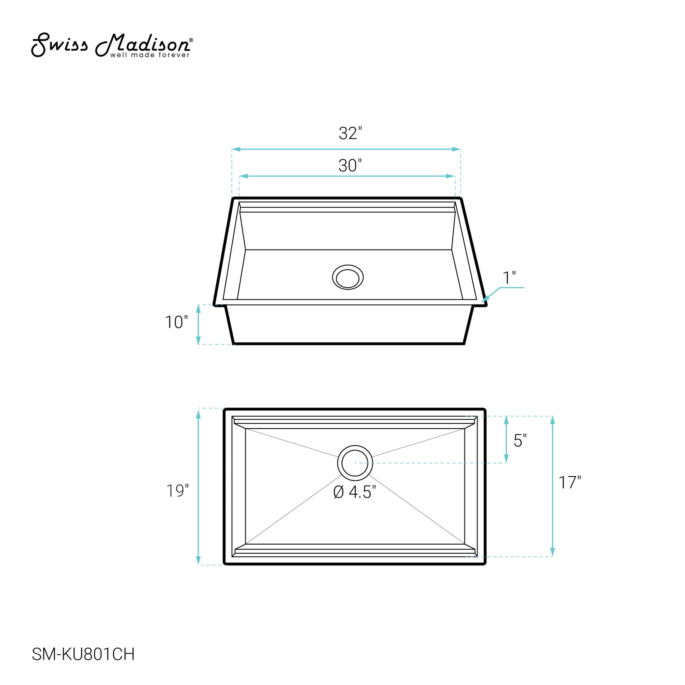 Tourner 32" 18 Gauge Stainless Steel Undermount Kitchen Sink in Matte Black