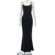 thumbnail image 3 of Vestido Largo Con Cola De Pez Vestido ajustado sin espalda Estilo de salón sexy Traje diario de color sólido (Negro L) Kuymtek para Mujer Negro T XXL, 3 of 8