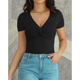 thumbnail image 2 of Xishao Body sexy para mujer con cuello en V profundo y nudo frontal de manga corta Xishao ropa, 2 of 2