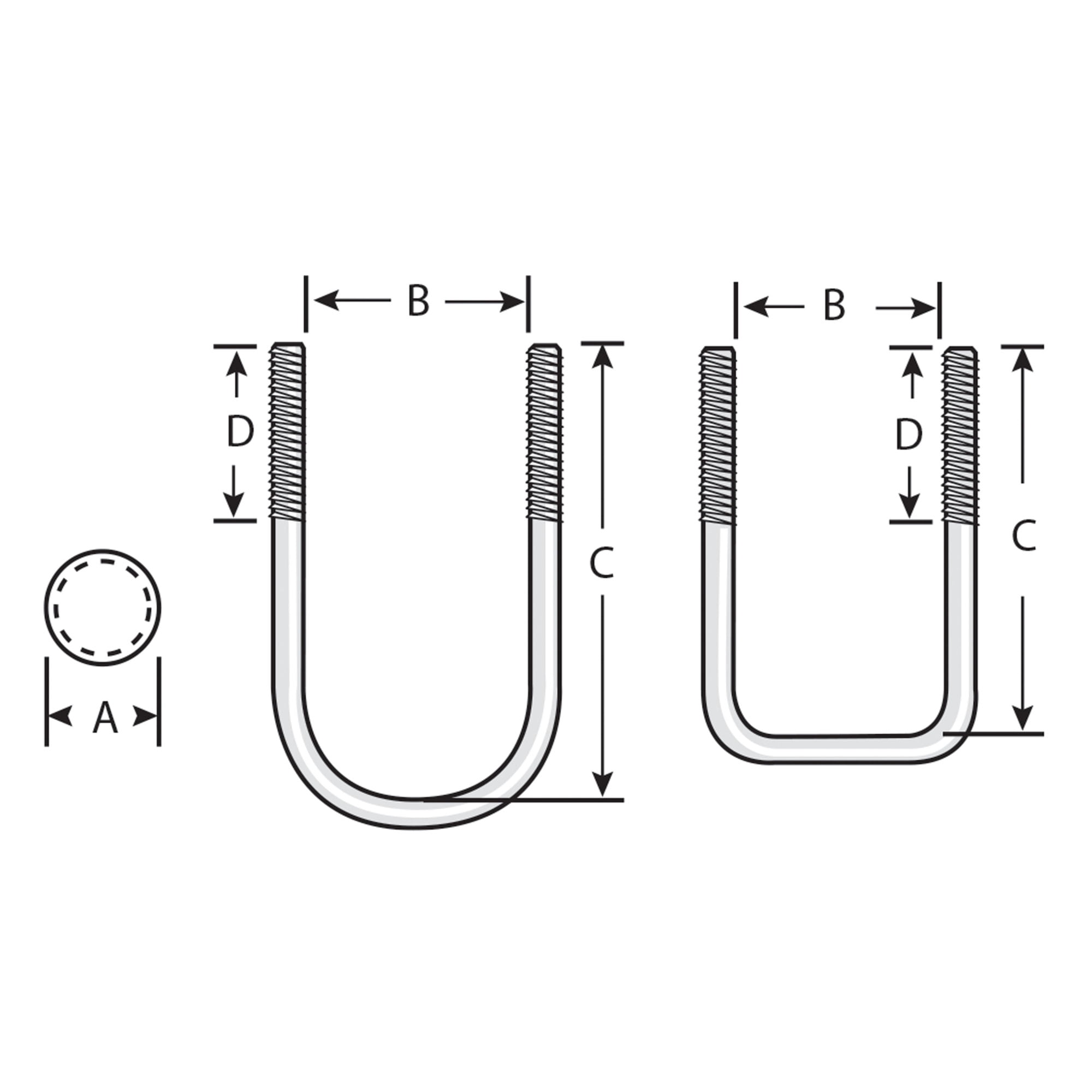 Tie Down Engineering 86207 U-Bolt Kit - 1/2 inch-13 x 4-1/8 inch x 3 inch