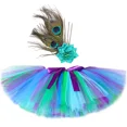 thumbnail image 2 of Falda de tul con diseño de pavo real para niñas, minifaldas de tul mullidas para niñas pequeñas, disfraz de animal para fiesta de cumpleaños en la jungla, tutús de ballet para niñas pequeñas, 2 of 5