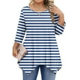 thumbnail image 1 of mfyjkho Tops Para Mujer, Blusas Informales De Cuello Redondo Liso Para Mujer, De Gran Tamaño, Con Mangas 3/4 Y Cuello Redondo Tops Para Mujer Xxl, 1 of 5