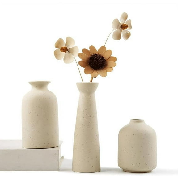 NEPIVEL Ceramic Vases for Home Decor, Set of 3 Boho Vases Modern Decorative Vase Farmhouse Bud Flower Vase, Minimalist Decorative Vase for Table Living Room Decor