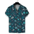 thumbnail image 1 of Grianlook Men Summer Tropical Shirts Short Sleeve Button Up Hawaiian Shirt V Neck Casual Loose Tunic Tops, 1 of 2