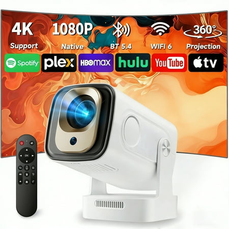 BDQ 2.4G+5G WiFi Bluetooth 4K Support Native 1080P, 240ANSI LM,Full HD Movie Projector, LCD Technology 130" Display Home Theater.
