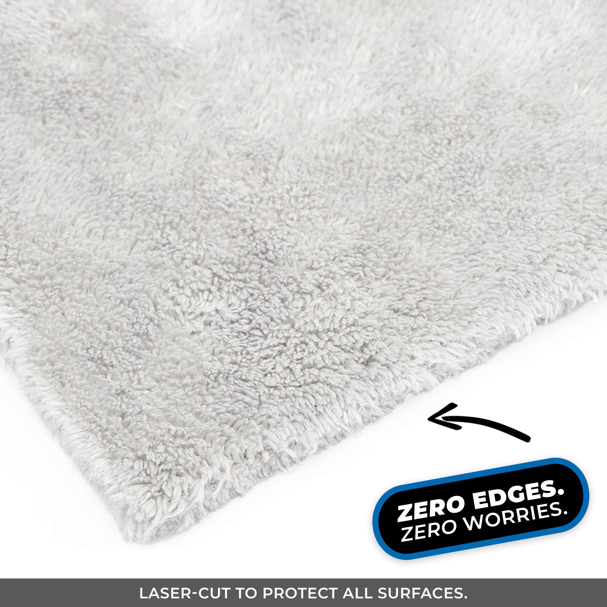 The Rag Company - Eagle Edgeless 500 - Microfiber Towels For Cars - 500gsm, 16in x 24in, Ice Grey (3 Pack)