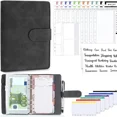 thumbnail image 2 of 2025 New PU Leather Notebook A6 Binder DIY Planner Organizer 8 Zipper Pockets 12Pcs Budget Sheet 2Pcs French Alphabet Stickers, 2 of 7