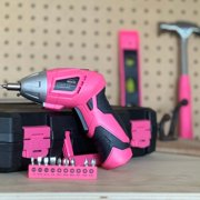 Apollo Tools USB-charged 135 Piece Pink Household Tool Set with Pivoting Dual-Angle 3.6 Volt Lithium-Ion Cordless Screwdriver in Hard Case - DT0774P
