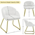 thumbnail image 2 of CRXX Modern Velvet Vanity Chair Armchair, Flower Shaped Makeup Chair with Golden Metal Legs for Living Room/Makeup Room/Bedroom/Home Office/Kitchen, White, 2 of 10