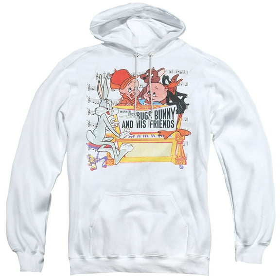Looney Tunes Bugs And Friends Adult Pullover Hoodie Sweatshirt White