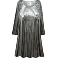 thumbnail image 1 of Plus size 6x Womens Long Sleeve Silver Metallic Tunic Tops Casual Loose Fitting Flowy Shirts Blouses, 1 of 4