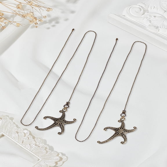 2Pcs 22.63 inch Starfish Ceiling Fan Pull Chain Extenders Decorative Ceiling Fan Beaded Solid Steel Decorative Pull Chain