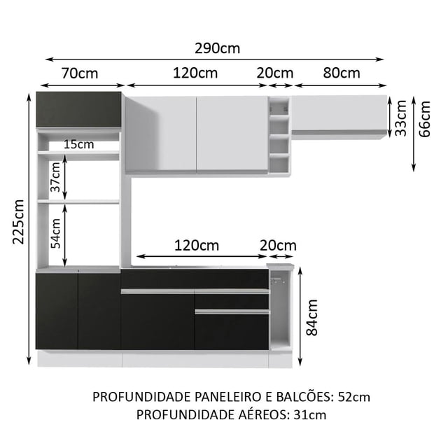 Cocina Integral Completa Modular Madesa Safira 290cm BN 14