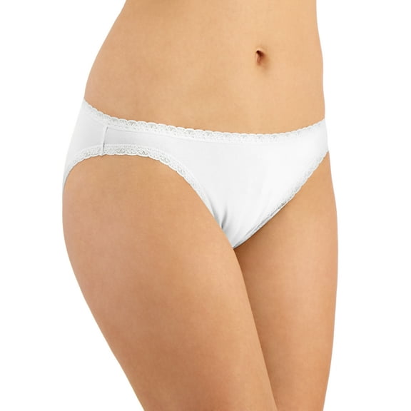 Jenni Women’s Lace Trim Bikini Underwear, White, XL