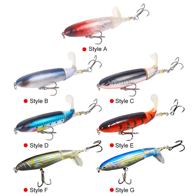 Señuelos de pesca de hélice 10cm Fake Topwater Artificial Hard Bait (Rojo Blanco)