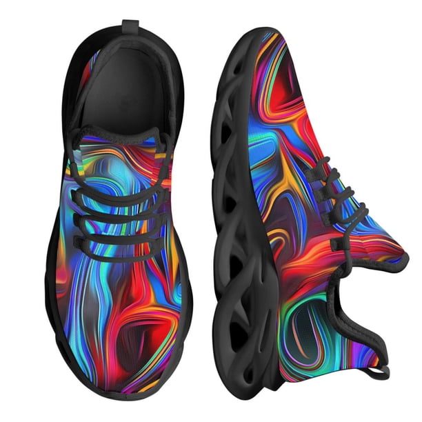 Zapatillas deportivas para hombre con diseño psicodélico en colores elegantes, cómodas y transpirables, de malla, informales, planas para exteriores.