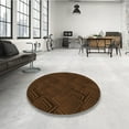 thumbnail image 4 of Ahgly Company Machine Washable Indoor Round Transitional Saddle Brown Area Rugs, 6' Round, 4 of 7