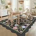 thumbnail image 3 of Garvee 9'x12' Snake Floral Area Rug Scalloped Rug, Machine Washable Farmhouse Indoor Carpet Non-Slip Low Pile Accent Rug for Living Room Bedroom Dining Room， Black, 3 of 8