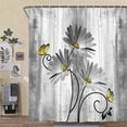thumbnail image 4 of Rustic Farmhouse Shower Curtain, Farm Gray Grey Daisy Floral Flowers and Butterfly on Country Wooden Shower Curtain for Bathroom, Gray White Yellow Shower Curtain with 12PCS Hooks, 70X84IN, 4 of 6