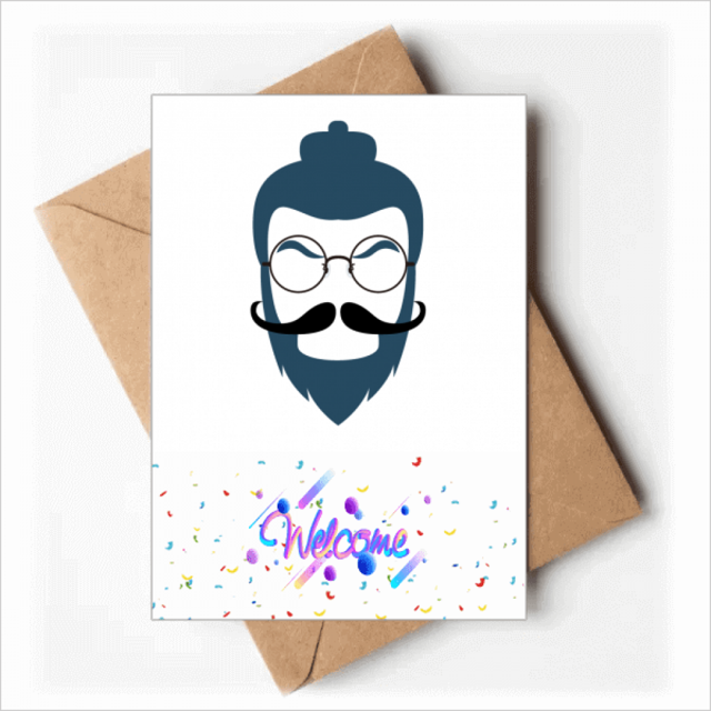 Ancient Eyeglasses Hairstyle Beard Welcome Back Greeting Cards Envelopes Blank