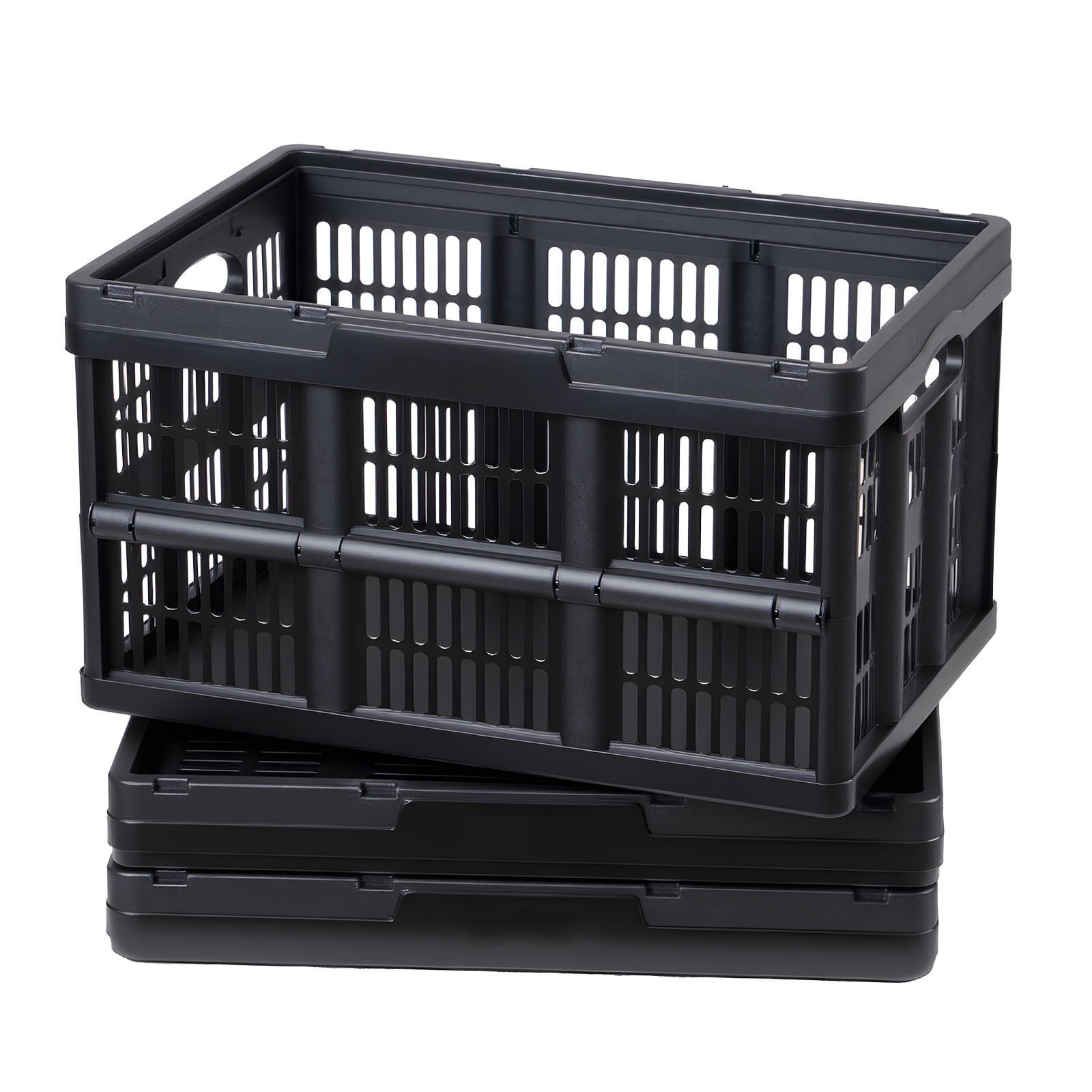 KFFKFF Plastic Collapsible Storage Bins with Lids, 45L 3-Pack
