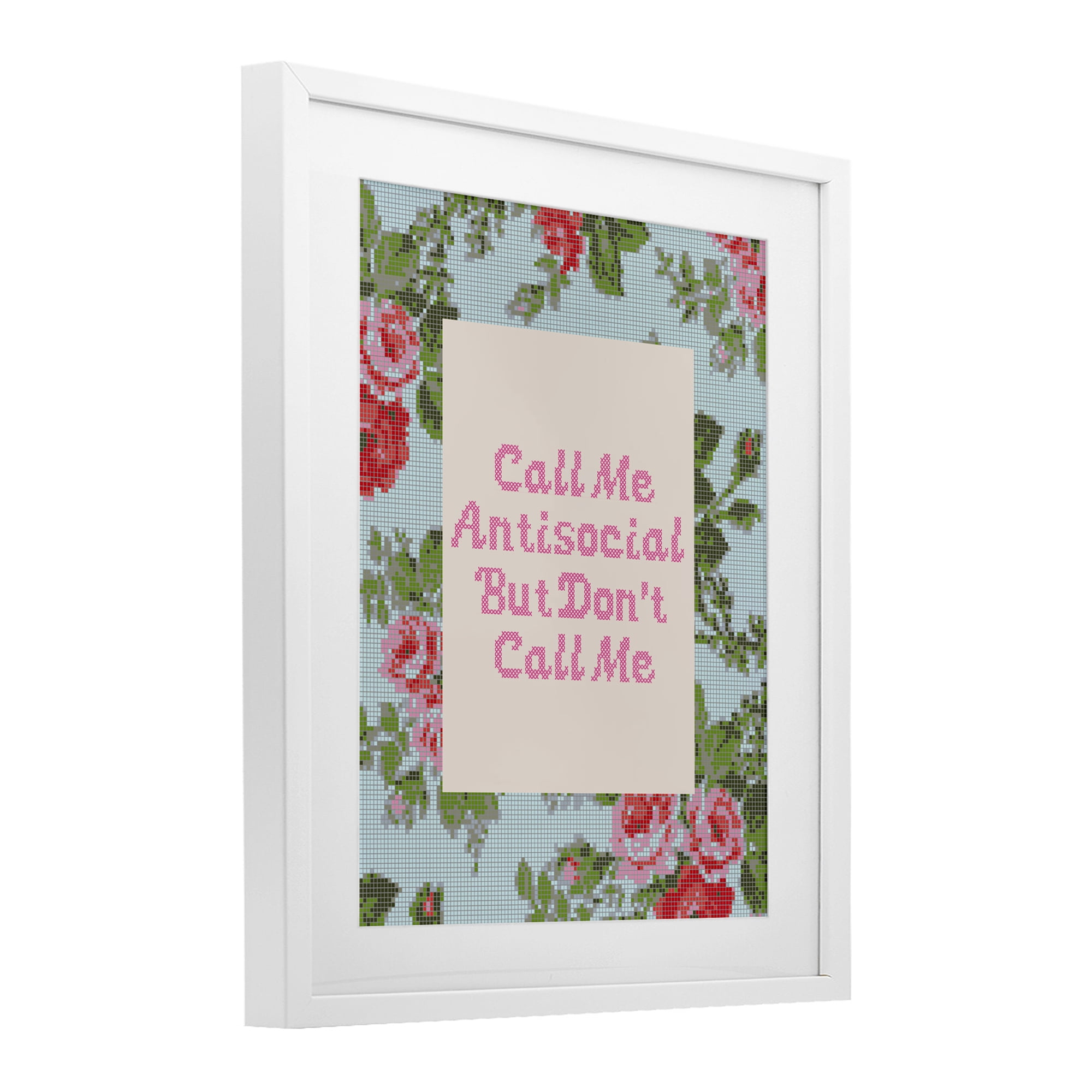 Stupell Industries Don't Call Me Vintage Florals White Framed Print Under Glass, design by Lil' Rue
