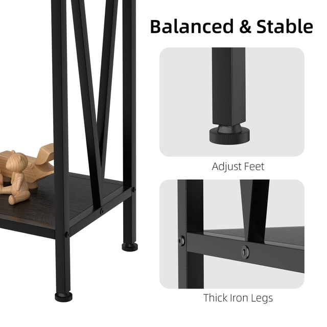 Cherish 2-Tier Entryway Table with Storage, Narrow Sofa Table with V Design for Entryway, Hallway, Foyer