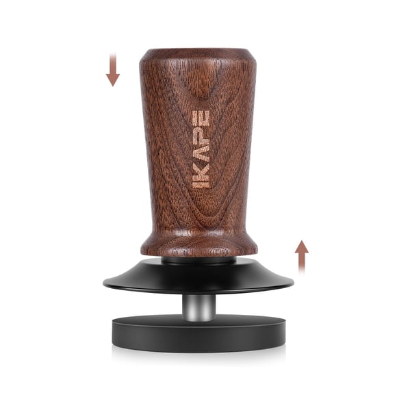 IKAPE 58.35mm Espresso Tamper, Spring-loaded Calibrated Tamper with Walnut Handle, Titanium Ripple Plating Base, Fits for Over 58mm Espresso Machine