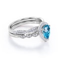 thumbnail image 4 of JeenMata Anillo de Compromiso Vintage de 1,5 Quilates con Topacio Azul y Moissanita con Piedra Natal de Diciembre en Talla Pera: Conjunto Nupcial con Halo Pavé en Oro Blanco de 18 K sobre Plata, 4 of 6
