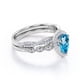 thumbnail image 4 of JeenMata Anillo de Compromiso Vintage de 1,5 Quilates con Topacio Azul y Moissanita con Piedra Natal de Diciembre en Talla Pera: Conjunto Nupcial con Halo Pavé en Oro Blanco de 18 K sobre Plata, 4 of 6