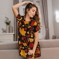 thumbnail image 3 of Kdxio Autumn Maple Leaves A Pattern Womens Short Sleeve Sleepshirt Scoopneck Cute Nightdress Ruffle Comfy Nightgown, 3 of 6