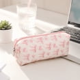 thumbnail image 6 of Bow Pencil Case Cute Pencil Pouch Soft Storage Bag Aesthetic Pattern Gift Makeup Pouch Cosmetic Bag for Women Adults Love, 6 of 7
