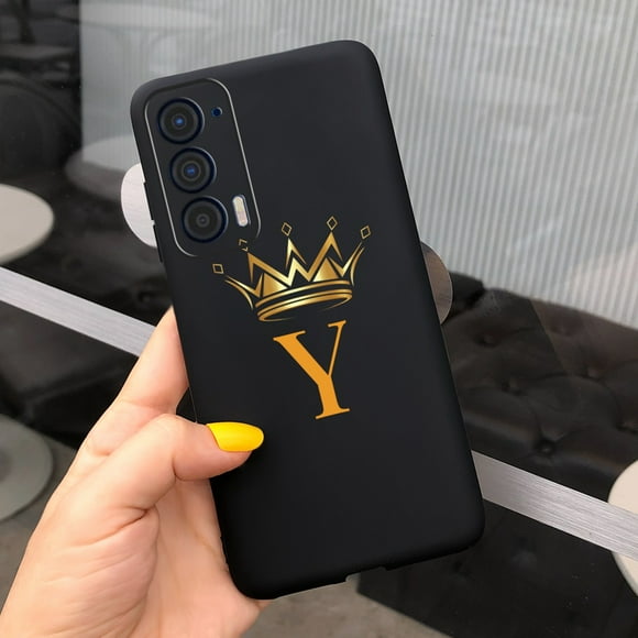 For Motorola Edge (2021) Luxury Letter Phone Case Soft Silicone TPU Back Cover For Motorola Edge 5G UW 2021 Edege(2021) XT2141 Dark Blue Edge (2021)