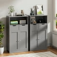 thumbnail image 2 of Walsunny Bathroom Storage Cabinets for Floor with 2 Doors 2 Drawers Freestanding Wooden Shelves Organizer Cupboard for Small Spaces Bathroom Living Room Bedroom Entryway Gray, 2 of 7