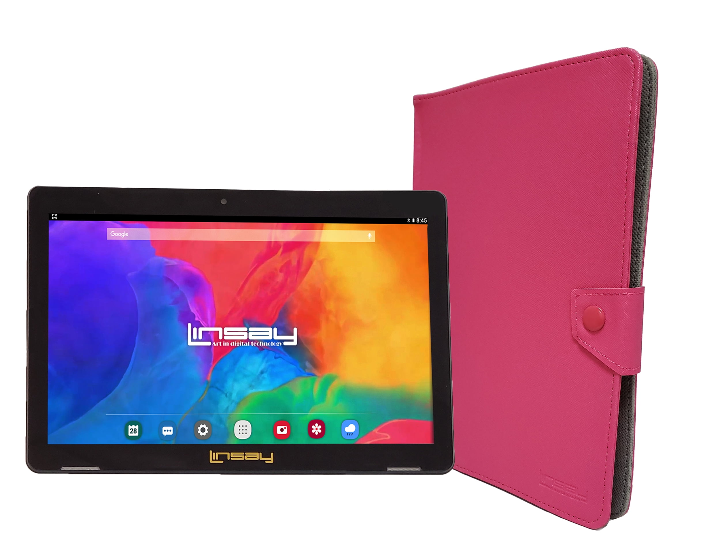 LINSAY 10.1" 1280x800 IPS Octa Core 4GB RAM 128GB Storage Android 13 Tablet with case Pink