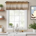 thumbnail image 2 of Brown Beige Kitchen Curtain Valances for Windows Farmhouse Short Curtains, Farmhouse Vintage Gradient Wooden Grain Rod Pocket Valance Curtain for Bedroom Cafe Living Room 42"x18", 2 of 8
